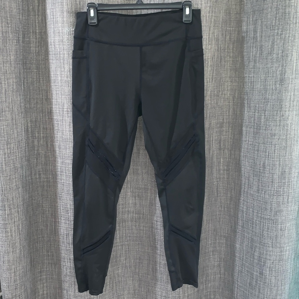 Daisy Fuentes 7/8 Black Athletic Yoga Leggings Large